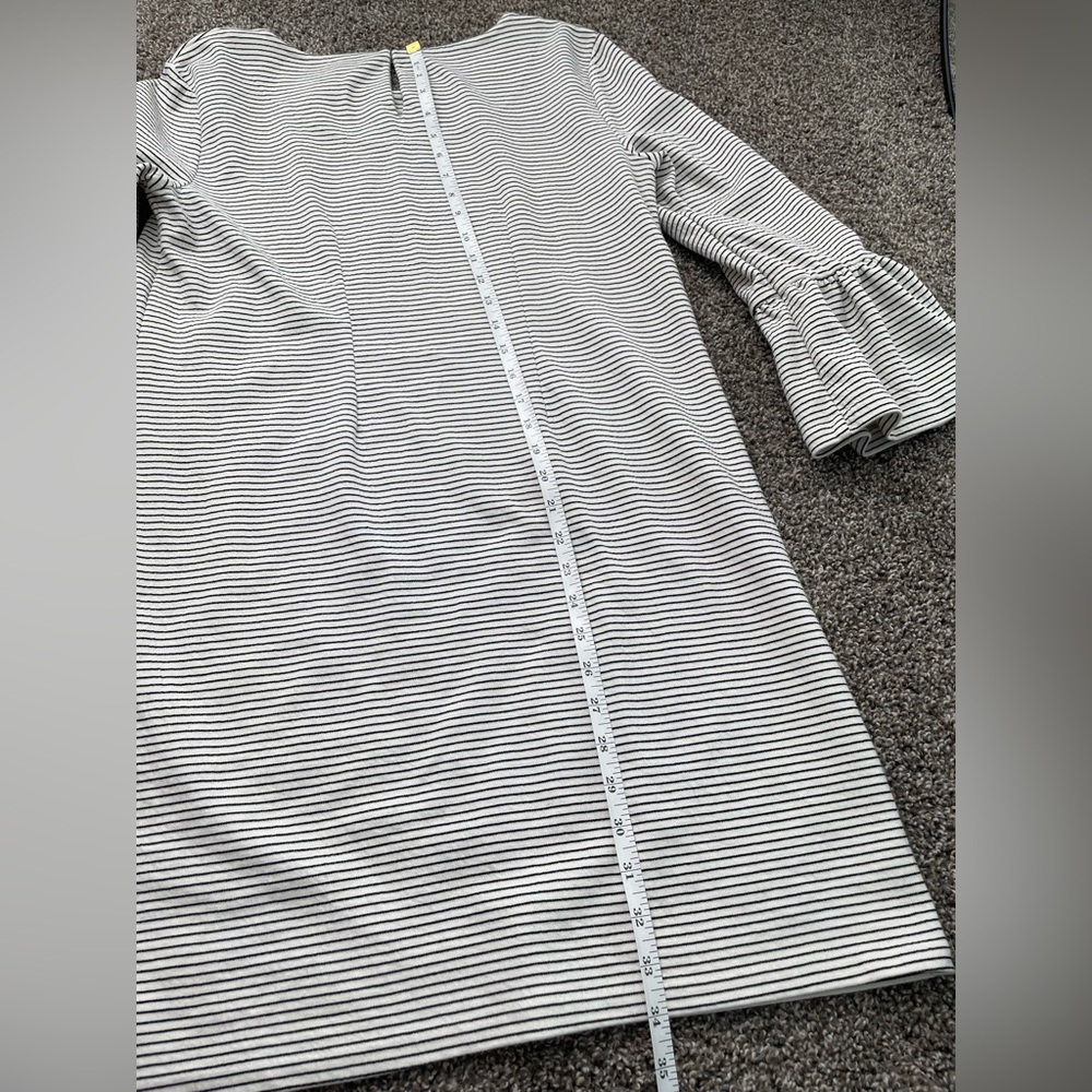 J. Crew Gray Sheath Dress with Bell Sleeves Medium size black and white cotton - Picture 12 of 15